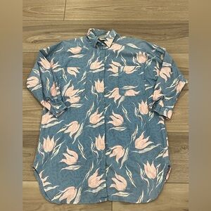 80s Laura Ashley Summer Shirt Dress 1980s Vintage Floral Shirt Dress Cover Up M